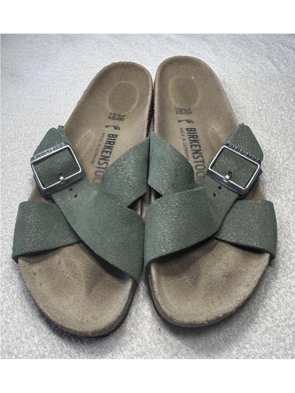 Birkenstock Siena Big Buckle Shimmering Thyme Sandals Woman’s Size 38 US 7
